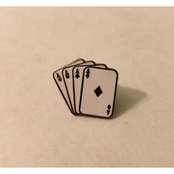 Vintage Mafco Aces Lapel  Pin Enamel Poker Cards Gambling - Picture 1 of 9